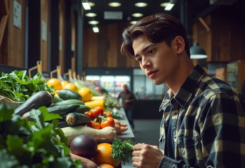 Person som väljer grönsaker i butik